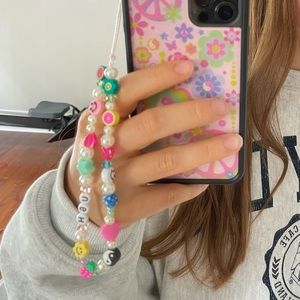 Funky pearl and bead phone chain/ lanyard